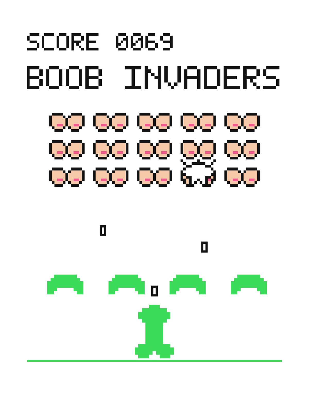 Boob Invaders プリント（ホワイト用）