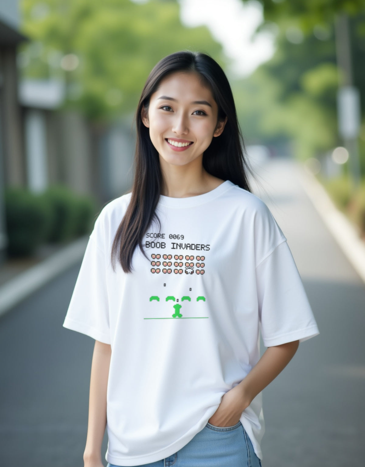 Boob Invaders ホワイト 着用 女性