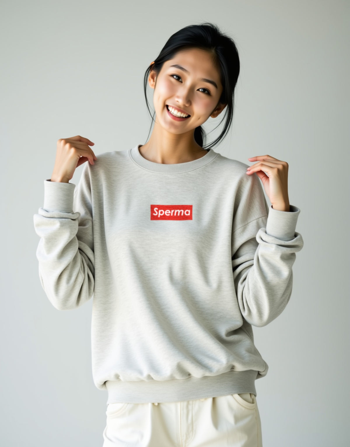 Sperma Sweatshirt アッシュ 着用 フロント